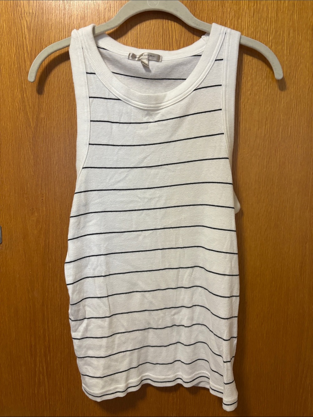 Banana Republic White Tank Top with Black Stripes